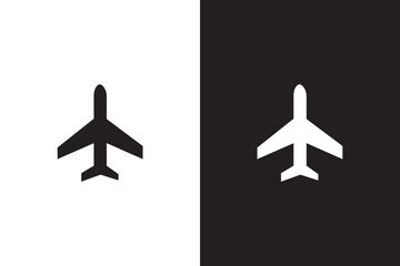Plane icon set. Black plane on white background and white plane on black background. vector illustrator. © studio's line