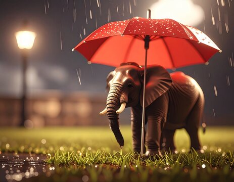 An elephant with an umbrella
