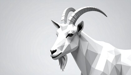 Polygonal goat head against a neutral background