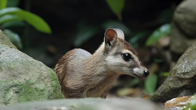 Adorable Lesser Mouse-Deer: Close-Up Wildlife Encounter in Lush Forest