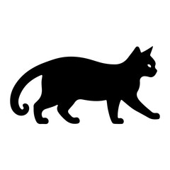 Black Cat Walking Silhouette Vector
