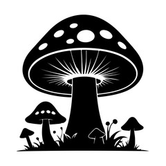 Magical Mushrooms and Toadstools Silhouette Vector