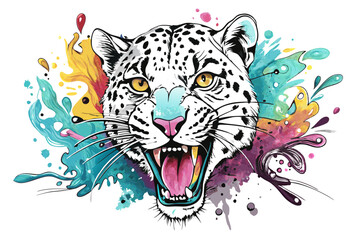 Dynamic Leopard Ink Splash Painting with Alcohol Ink and Line Art Elements