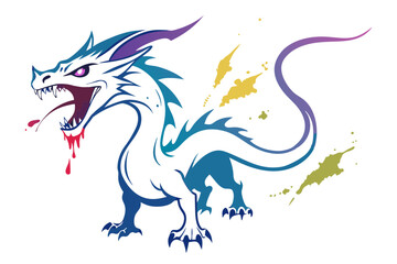 Fototapeta premium Mythical Dragon Vector Art with Alcohol Ink and Splash Effects