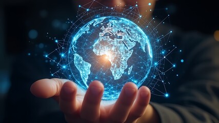 Global network connection held in hand