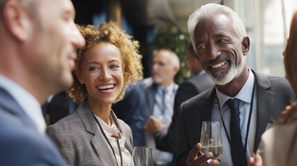 Professional colleagues networking and socializing at a business event