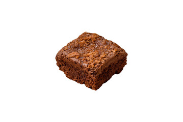 Chocolate brownie cake, food, sweet dessert with nuts rectangular shape. Sweet chocolate brownie