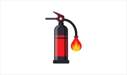 Obraz premium Fire extinguisher with a flame at the nozzle on a white background