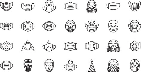 Minimal face mask line icon on a white background