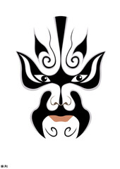 Fototapeta premium Chinese Peking Opera Mask Illustration, Traditional Beijing Opera Face Art, Cultural Vector Design