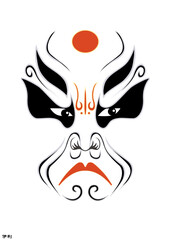 Naklejka premium Chinese Peking Opera Mask Illustration, Traditional Beijing Opera Face Art, Cultural Vector Design