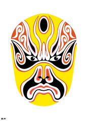 Chinese Peking Opera Mask Illustration, Traditional Beijing Opera Face Art, Cultural Vector Design
