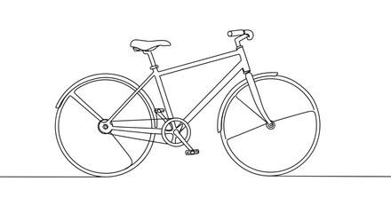 Minimalist bicycle line drawing on transparent background  