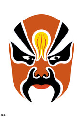 Fototapeta premium Chinese Peking Opera Mask Illustration, Traditional Beijing Opera Face Art, Cultural Vector Design