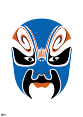 Chinese Peking Opera Mask Illustration, Traditional Beijing Opera Face Art, Cultural Vector Design