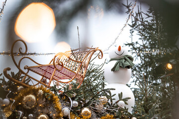 New Year's card 2026. Christmas background with a snowman. Concept of preparing and decorating for...