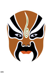 Chinese Peking Opera Mask Illustration, Traditional Beijing Opera Face Art, Cultural Vector Design