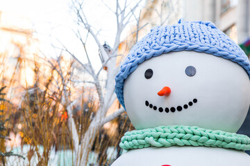 New Year's card 2026. Christmas background with a snowman. Concept of preparing and decorating for...