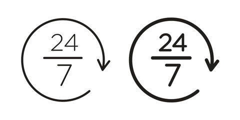 24 7 icon. Sign design vectors pack