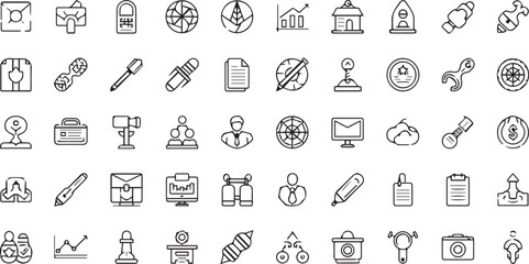 Mixed money line icons vector set on a white background