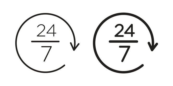 24 7 icon. Sign design vectors pack