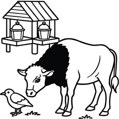 Buffalo  line art kids coloring page