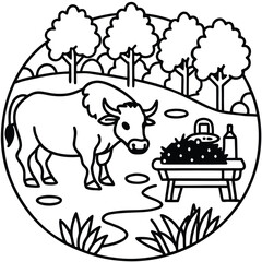 Buffalo  line art kids coloring page