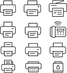 Printer line icon vector on a white background