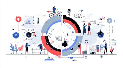 Obraz premium Project life cycle abstract concept vector illustration set. Project planning, design structure matrix, task assignment, business case, business analysis, visual representation abstract metaphor., no