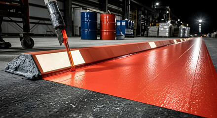 Epoxy Floor Installation In Warehouse Facility For Safety Marking Application