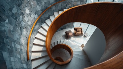 Fototapeta premium Elegant Spiral Staircase Design: Modern Architecture Interior