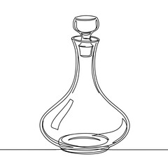Glass wine decanter in minimalist style on transparent background  