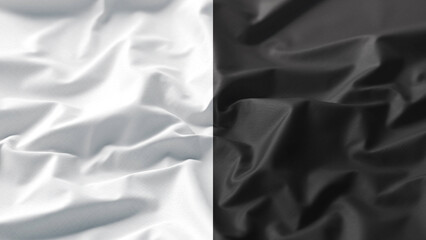 Obraz premium Blank black and white folded crumpled fabric material mockup set