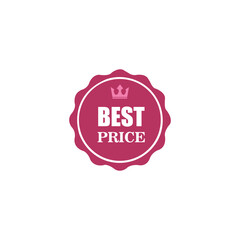 Trendy Pink Best Price Badge Vector Design Isolated on White Background.