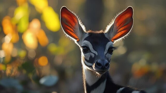 Adorable Okapi Calf in Golden Sunlight