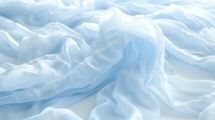Obraz premium Soft blue fabric draped elegantly, creating waves and folds with a delicate texture and serene ambiance