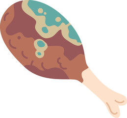 Spoiled fried chicken leg vector illustration