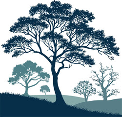 Obraz premium Hand Drawn Tree Line Vector Set for Minimal Nature Illustrations