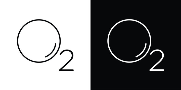 Oxygen O2 icon. Black illustration isolated for graphic and web design.
