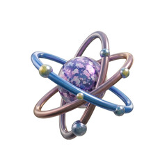 Abstract atom model with colorful rings on a transparent background for the design  