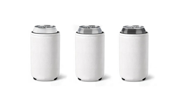 Blank white collapsible koozie with different can mockup, ai generated