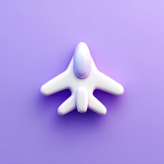 Obraz premium A simple, stylized airplane icon on a purple background.