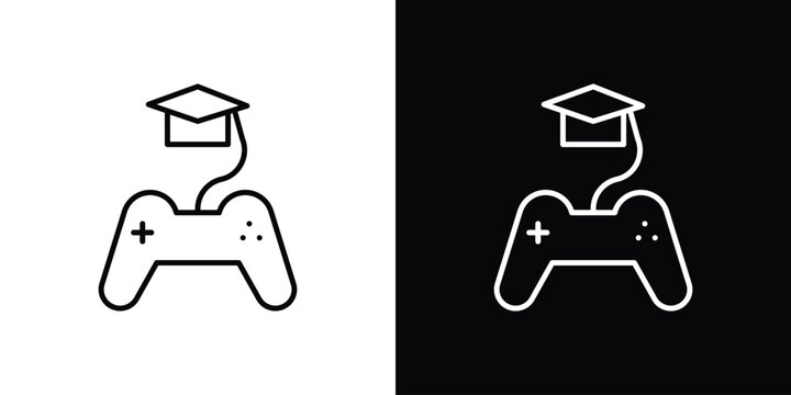 Game based learning icon. Black illustration isolated for graphic and web design.