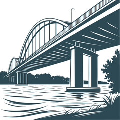 Fototapeta premium Graceful Bridge Over Water Vector Design for Icon Use