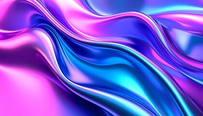Naklejka premium Abstract vibrant fluid forms in iridescent holographic colors