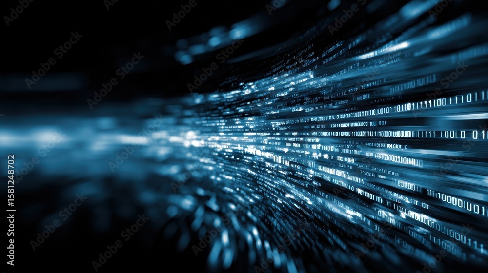 Aufkleber abstract futuristic tech background. blue lines of binary code. digital, abstract pattern. dynamic, 