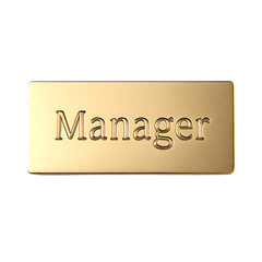 Obraz premium Nameplate with 'Manager' inscription, signifying leadership, responsibility, or organizational role.