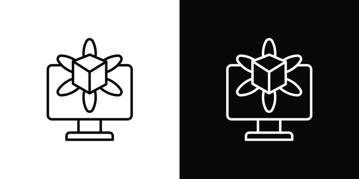 Computer simulation icon. Black illustration isolated for graphic and web design.