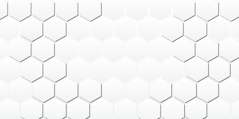 Naklejka premium Seamless pattern with hexagons.Abstract minimal Background with white lines Hexagonal structure futuristic white background