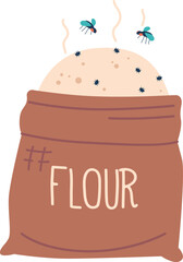Spoiled flour sack vector illustration